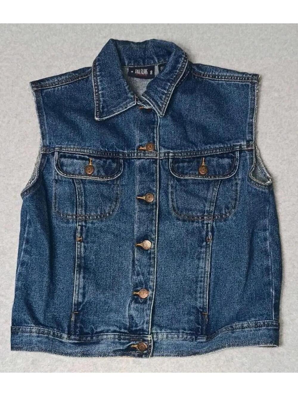 Vintage Y2K Bill Blass Jeanwear Denim Vest Womens Size Small Blue Jean...